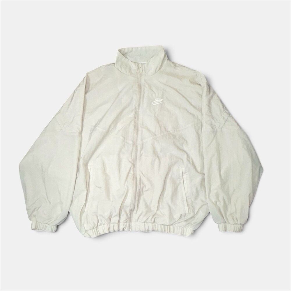 Nike Essential Windrunner Ivory Oversized Fit Woven Jacket Womens Size Medium